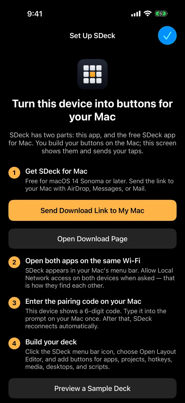 In-app setup guide